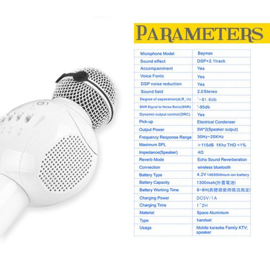 Baymax Míc hát micro karaoke Loa kèm micro 3 trong 1 kết nối Bluetooth - Mic kèm loa