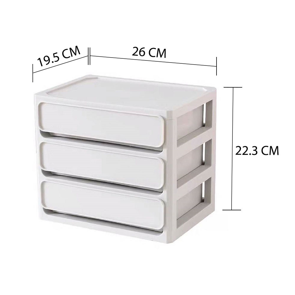 HomeBase STACKO Tủ nhựa mini 3 tầng MIND QY2347 Thái Lan W26xD19.5xH22.3cm màu trắng