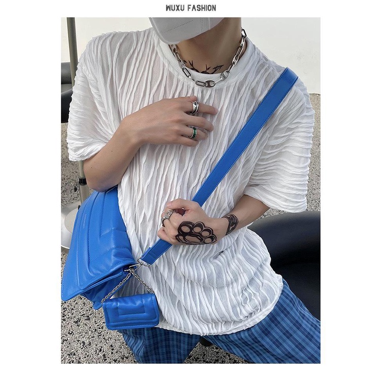 Áo thun nam tay lỡ vải Sóng nổi 3D Ripples Luxury