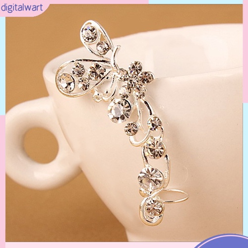 Khuyên Tai Kim Loại Hình Hoa Và Bướm Đính Đá Phong Cách Retro Cho Nữ