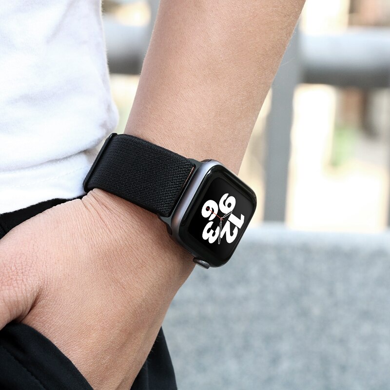 Dây Đeo Đồng Hồ Bằng Nylon Co Giãn Điều Chỉnh Được Cho Apple Watch 44mm 40mm 38mm 42mm