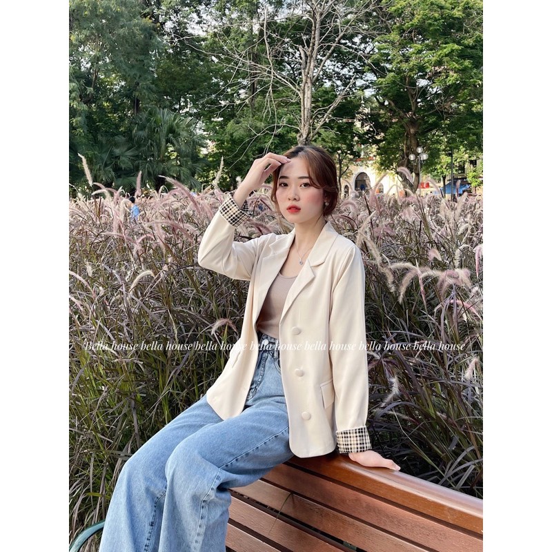 Áo blazer dáng nhắn tay phối | BigBuy360 - bigbuy360.vn