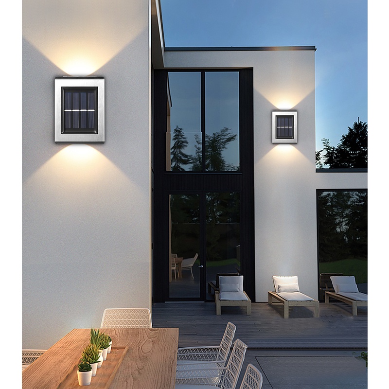 Đèn LED Năng Lượng Mặt Trời Chống Thấm Nước Gắn Tường Ngoài Trời