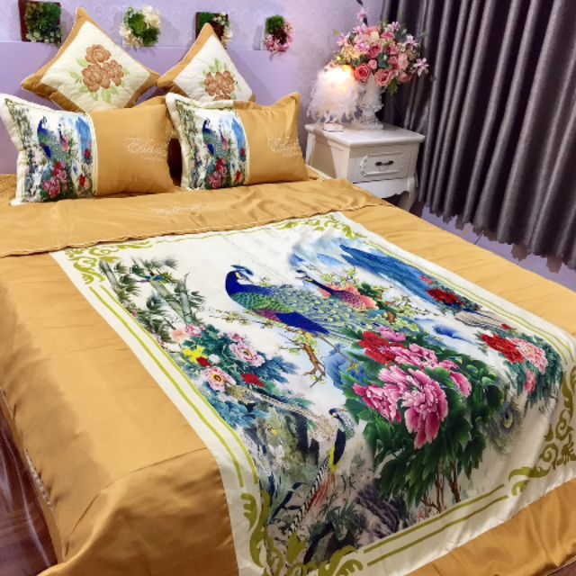 Bộ ga gối hoa văn mẫu mới hàng đẹp đảm bảo chất lượng mnbbvjj