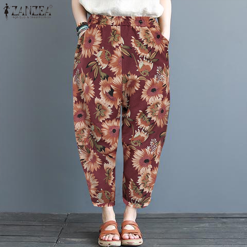 Quần dài ZANZEA lưng thun ống rộng phong cách cổ điển cho nữ | BigBuy360 - bigbuy360.vn