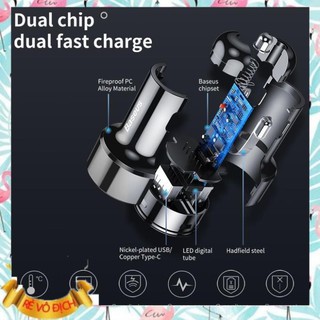 Tẩu củ sạc nhanh đa năng dành cho xe hơi / xe ô tô USB & Type-C hiệu Baseus Aurora - Chính hãng