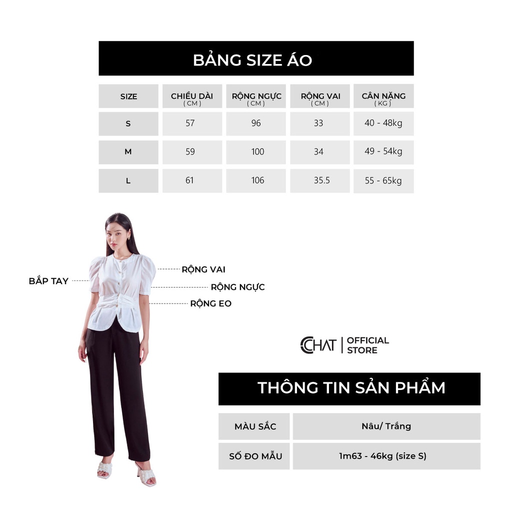 Áo Sơ Mi Nữ 𝐂𝐂𝐇𝐀𝐓 Kiểu Cổ Tròn Eo Buộc Nơ Cao Cấp Phong Cách Trẻ Trung Thanh Lịch 12FNT2011ST