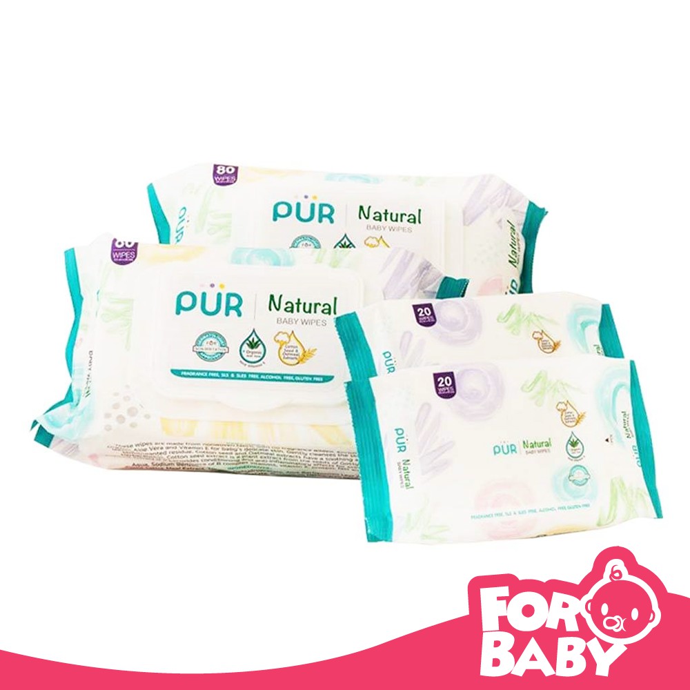 Khăn Ướt Pur 80 Tờ/20 tờ Chiết Xuất Nha Đam Organic