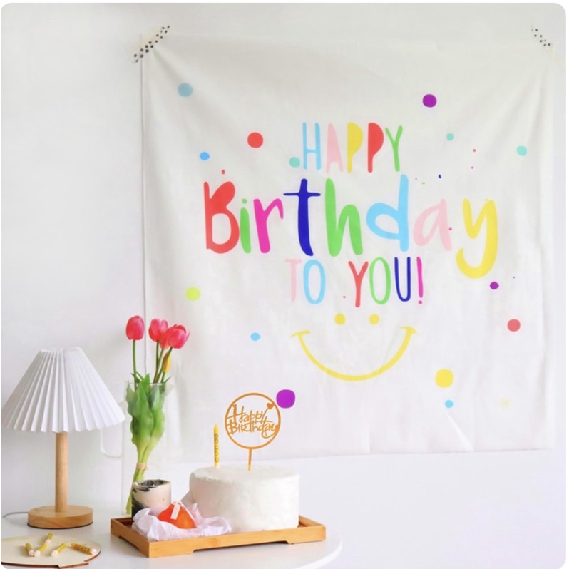 (Hàng đep) Banner sinh nhật happy birthday bằng vải style hàn quốc cute