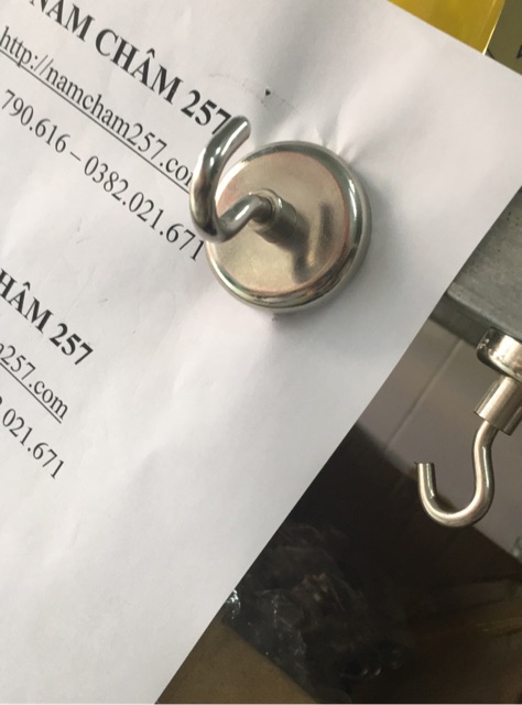Nam châm móc treo D42mm, loại nam châm trắng đất hiếm lực hút mạnh &gt;5kg