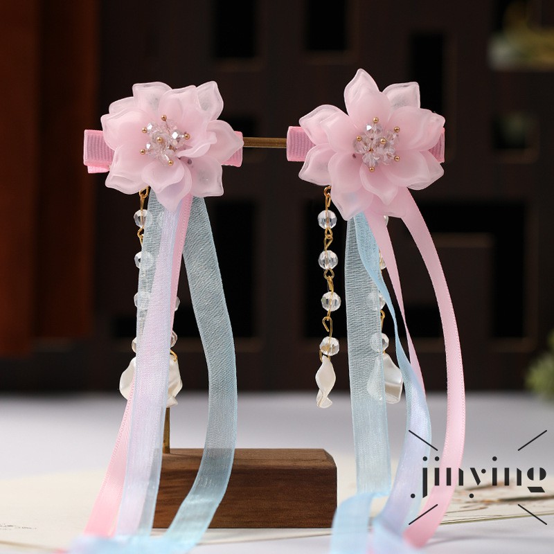 GETNOIVAS Kẹp tóc hoa đính tua rua phong cách Trung Quốc cổ điển