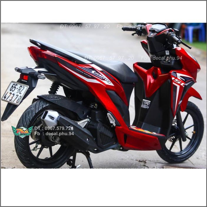 Tem Rời Vario Trắng đen dán xe đỏ