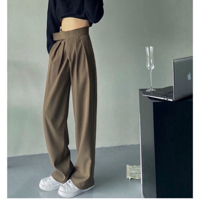 Quần Suông Cạp Cao Baggy GUMAX, Quần Ống Rộng Loe Culottes Nữ Dáng Xếp Ly Đẹp | WebRaoVat - webraovat.net.vn