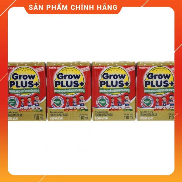 [CHÍNH HÃNG] Sữa Bột Pha Sẵn Nutifood Grow Plus+ Đỏ Hương Vani Thùng 48 Hộp x 110ml (Cho trẻ suy dinh dưỡng, thấp còi)