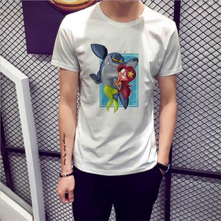 Áo thun Nam in hình nàng tiên cá và con cá mập - Cotton Thun Phong Cách Cá Tính - Cực Chất Và Đẹp