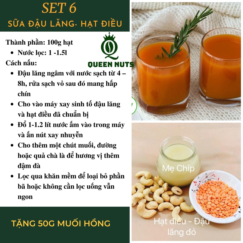 [TẶNG MUỐI HỒNG] Set Hạt dinh dưỡng làm sữa - Mix Sẵn 10 Ngày - Nấu đồ ăn dặm cho bé