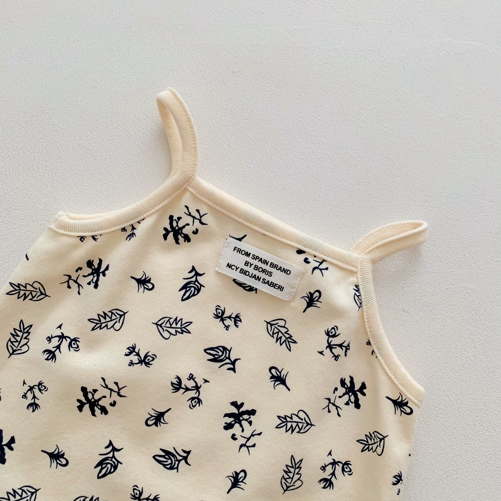 1 Bộ Áo Liền Quần Hai Dây Vải Cotton Cho Bé Gái Sơ Sinh 0-3 Tuổi