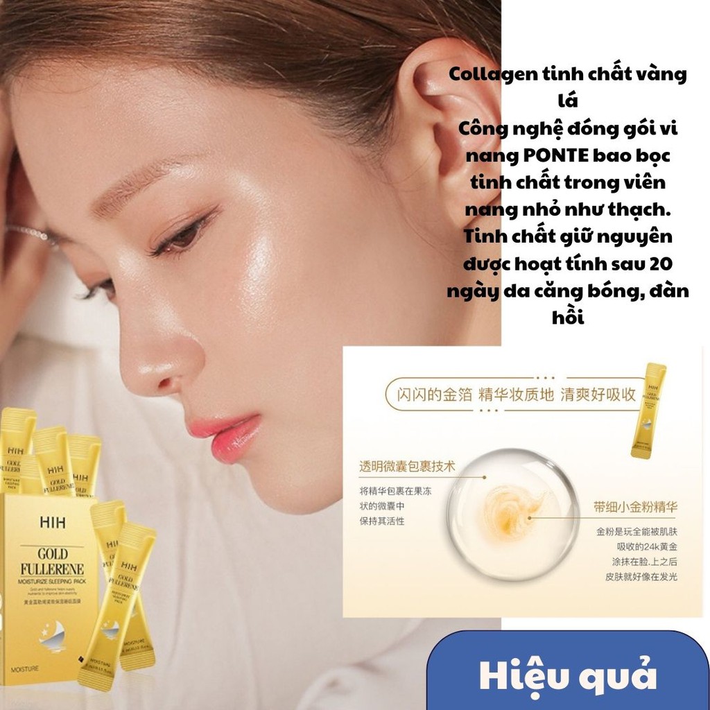 (Lẻ 1c) Mặt nạ ngủ HIH dưỡng ẩm sáng da tinh chất 24K Diamond Hyaluronic Acid Gold Fullerene Sleeping Pack