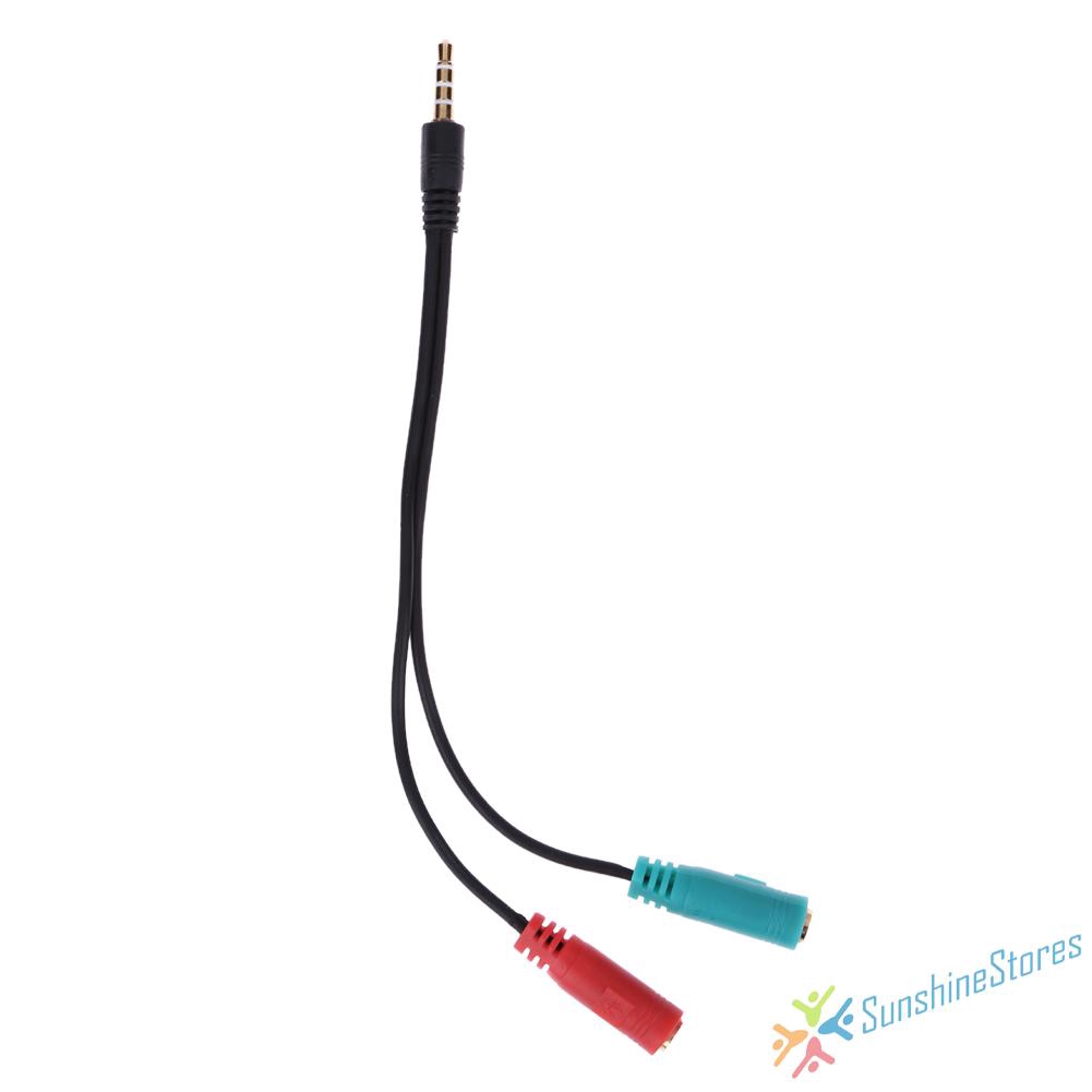 2 in 1 Splitter 4 Pole 3.5mm Audio earphone headset to 2 female jack Headphone Jack