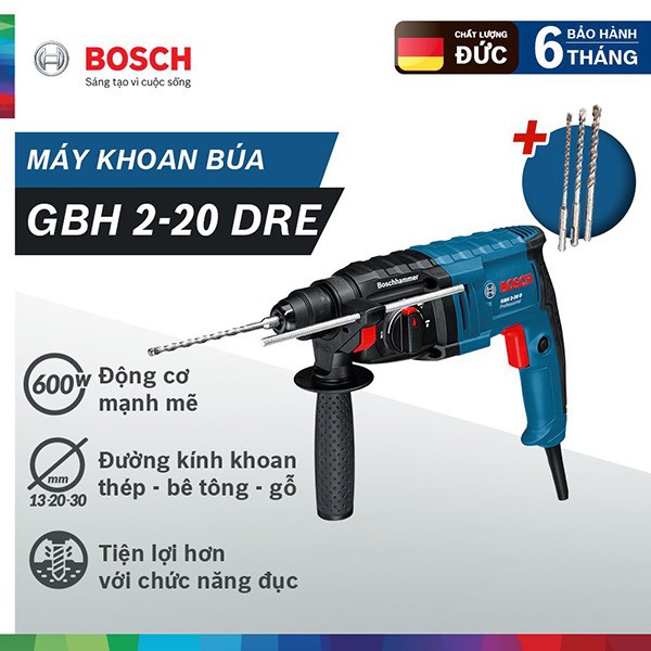 Máy khoan Búa Bosch GBH 2-20 DRE (kèm phụ kiện)