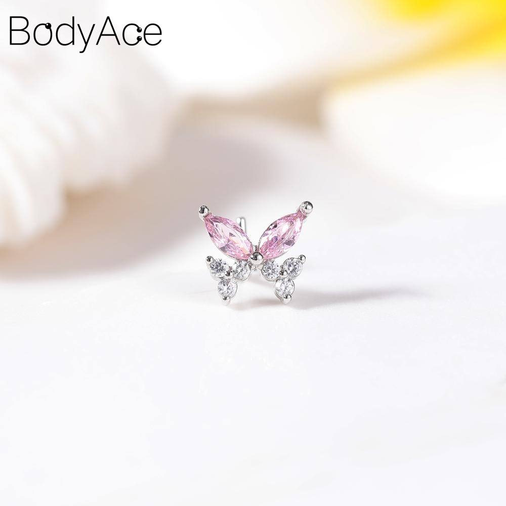 1 Khuyên Mũi Inox Hình Hoa Bướm Đính Đá Thời Trang