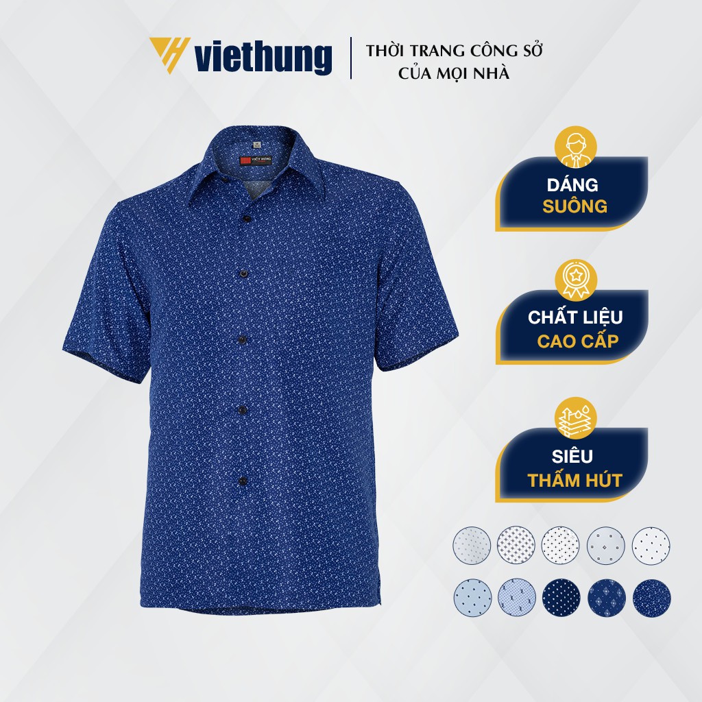 Áo Sơ Mi Nam Ngắn Tay Form Rộng Vải Kate Không Nhăn Thoáng Mát Sơ Mi Dáng Suông VIỆT HƯNG Họa Tiết