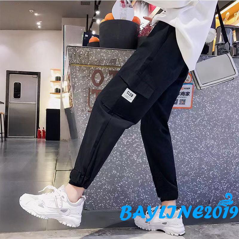 Quần jogger phối túi hộp màu trơn lưng thun cá tính dành cho nữ