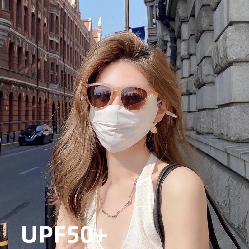 Khẩu trang chống nắng xuất Nhật che thái dương ngăn tia UV- Khẩu trang vải lụa cool mát dành cho nữ
