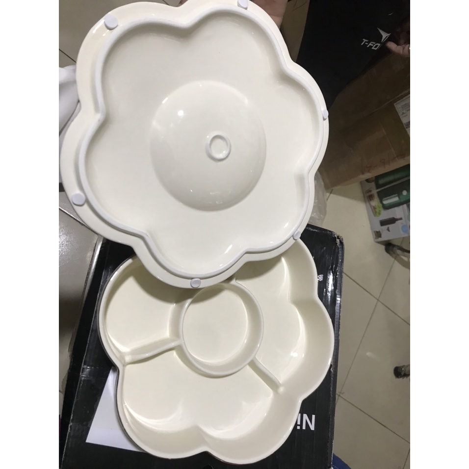 Bộ khay sứ đựng bánh mứt kẹo cao cấp Versace trắng - mã 088-R5, thích hợp dùng trong ngày lễ tết, các buổi tiệc