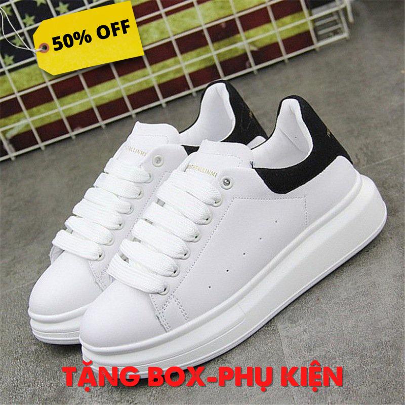 Giày mc queen {HÀNG CHUẨN} Giày Sneaker MCQ All White gót nhung đủ size nam nữ [Full Box Bill]