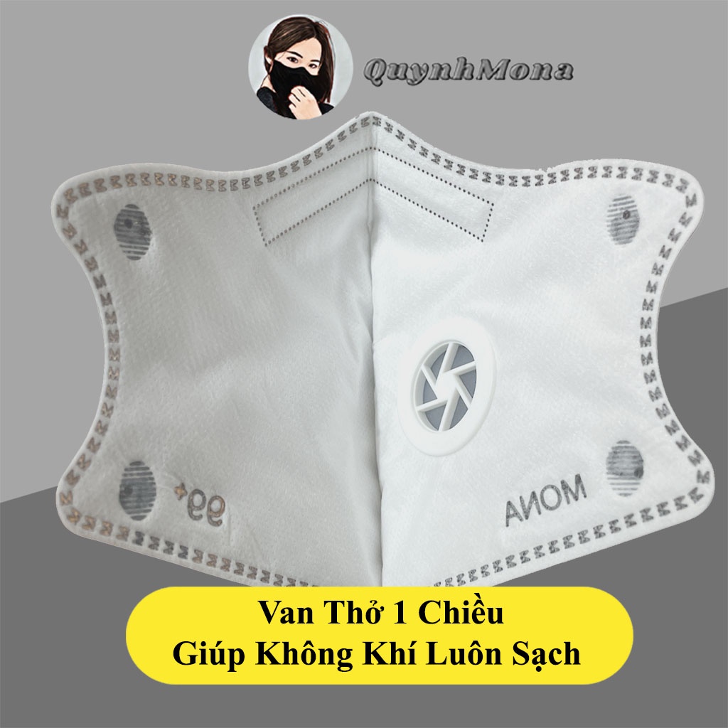 Khẩu Trang Có Van N99 Mona Mask Quynhmona Kháng Khuẩn 6 Lớp Nano Thời Trang Cao Cấp Dễ Thở Tái Sử Dụng PM 2.5
