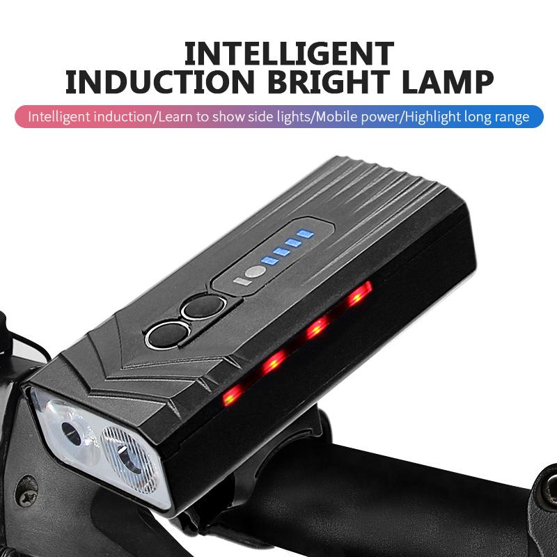 【In stock】 Bicycle Front Light Usb Rechargeable Dual Lamp Bead High-Brightness Lighting Intelligent Induction Mobile Power Outdoor 【In stock】