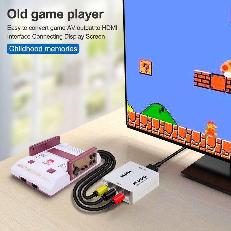 Đầu Chuyển Đổi AV RCA Sang HDMI CVBS AV2HDMI Cổng USB 1080P Cho TV / PS1 / PS2 / DVD / PAL / NTSC