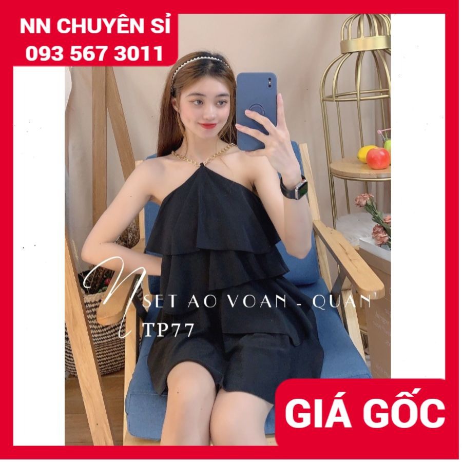 HÀNG ĐẸP - SET VOAN TẦNG PHỐI XÍCH TP77⚡ẢNH THẬT ⚡ SET ÁO VOAN KÈM QUẦN