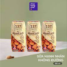 Sữa hạt Hạnh Nhân Không Đường 137 Degrees 180ml (Lốc 3 hộp)-[FREE SHIP] TỪ ĐƠN 50K, [Loại Đặc Biệt]