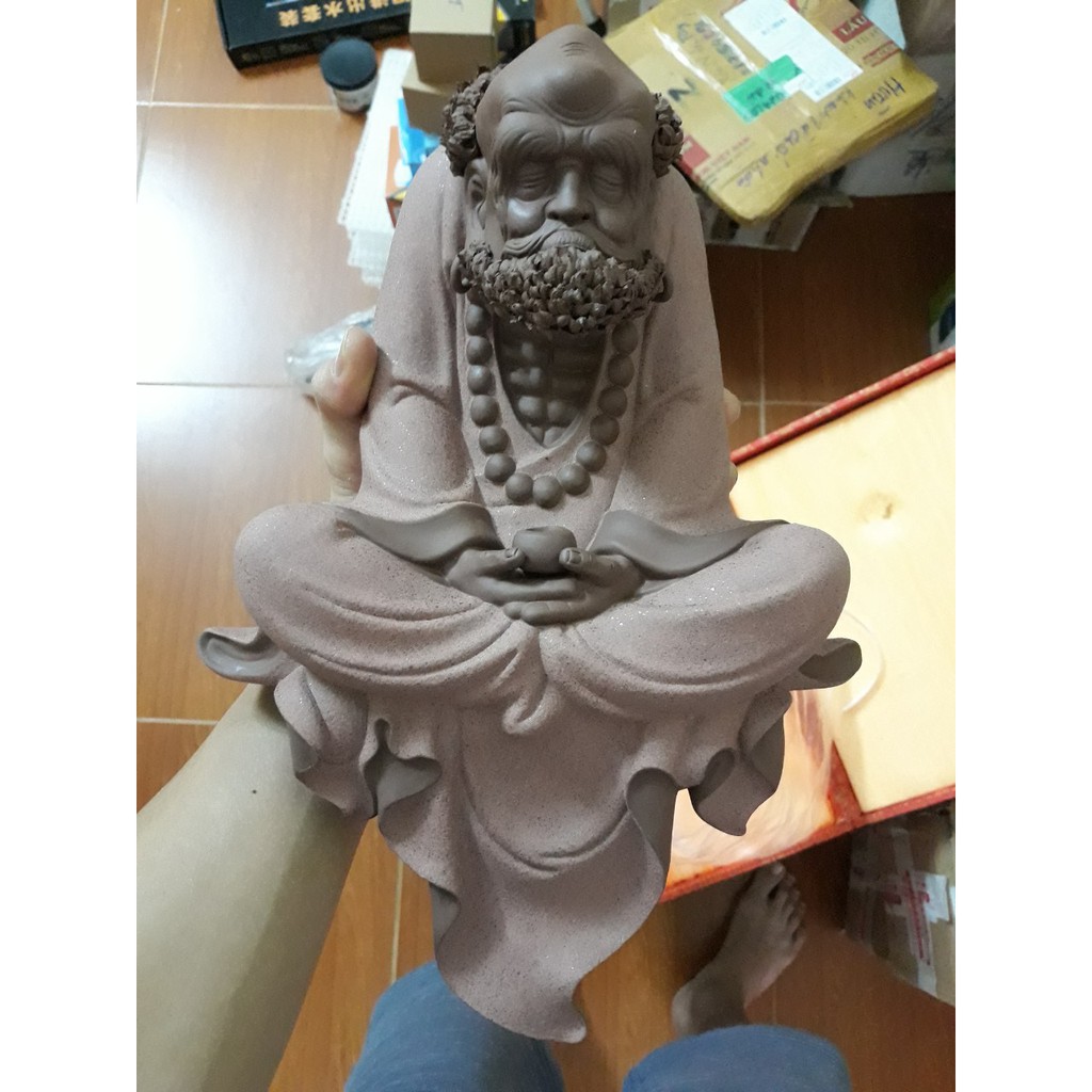 Tượng đạt ma sư tổ - Tượng gốm bồ đề đạt ma gốm tử sa trang trí tiểu cảnh phối lũa bonsai