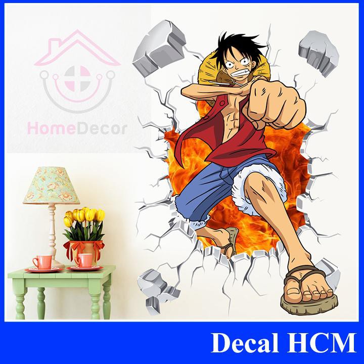 Decal dán tường đảo hải tặc one piece - decal luffy- phim hoạt hình -decalhcm