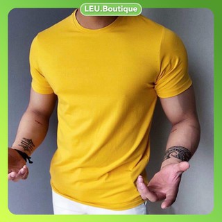 [NHIỀU MÀU] Áo phông trơn cổ tròn vải sịn cotton 100%, co dãn 4 chiều, full size M-3XL