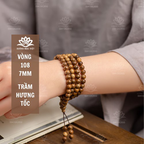 Vòng Tay Trầm Hương Chuỗi Tràng Hạt 108 Trầm Tốc