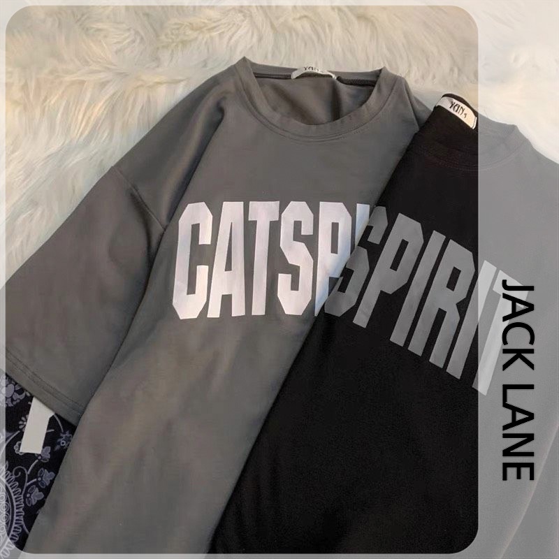 Áo Phông Oversize Catspirit, JACKLANE, Áo thun cộc tay Unisex Jack Lane