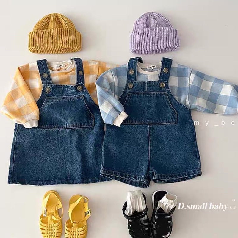 Yếm Jeans Cộc Cho Bé Trai Và Bé Gái Phong Cách HAN QUOC _ Hàng loại 1 cao cấp Y08