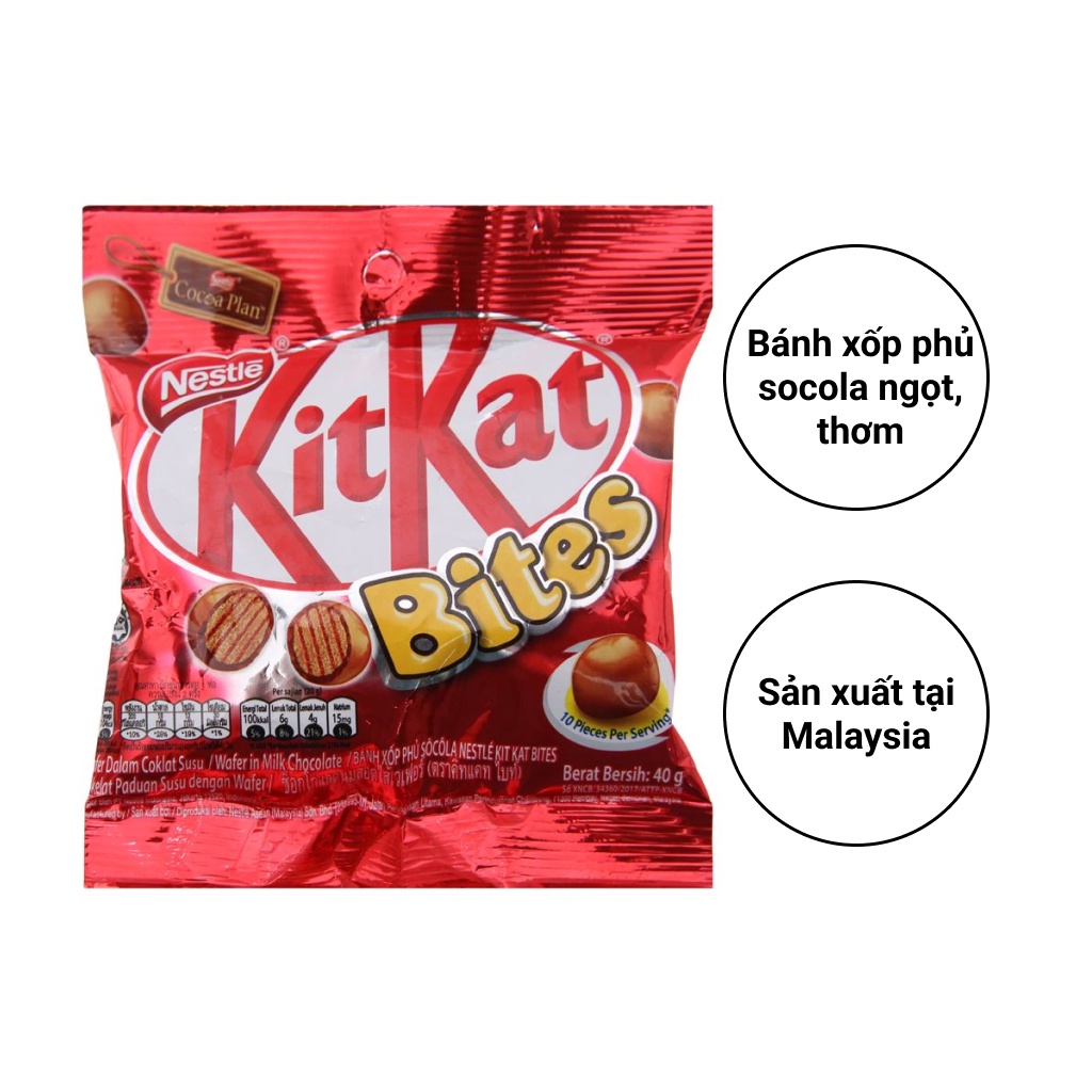 Bánh xốp phủ socola KitKat Bites gói 40g-[FREE SHIP] TỪ ĐƠN 50K