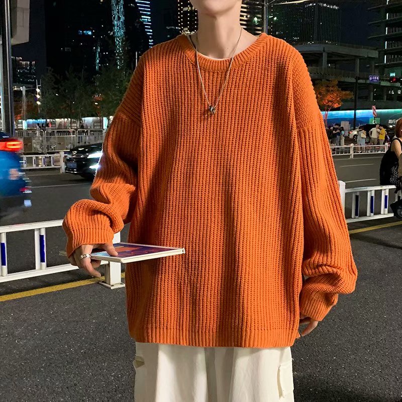 【8 màu】Áo len nam tay dài cổ tròn màu trơn phong cách thời trang Hàn Quốc cho simple bigsize áo sweater form rộng unisex fashion sweater