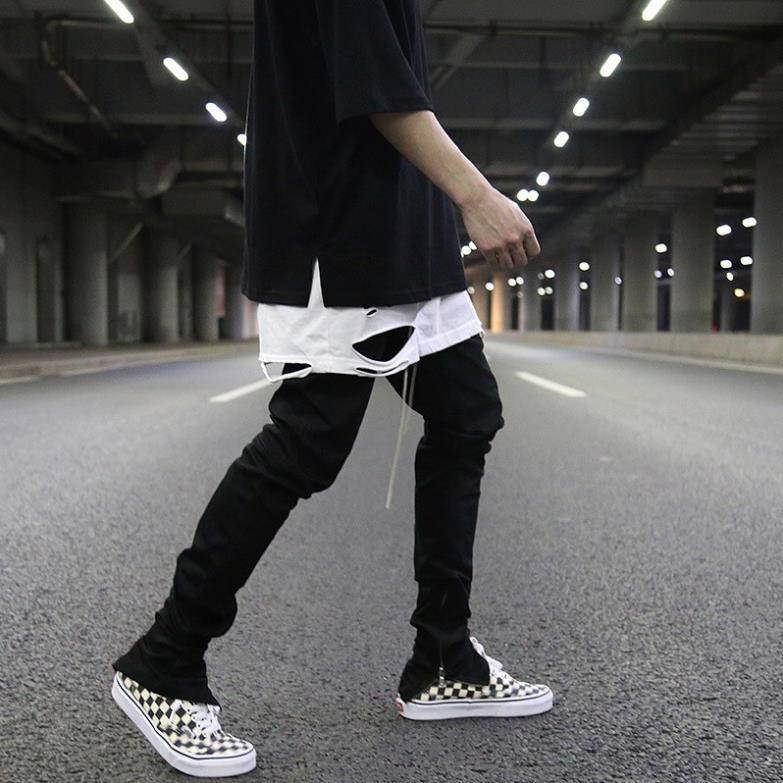 Quần Jean Nam đen trơn Skinny Zipper ( có zip ở ống quần ) phong cách mở | BigBuy360 - bigbuy360.vn