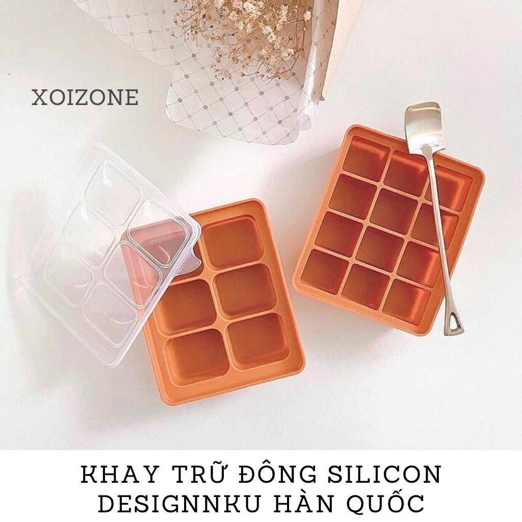 Khay trữ đông silicon cao cấp Designnku Hàn Quốc 4 ô/ 6 ô/ 12 ô/ 20 ô (có nắp đậy)