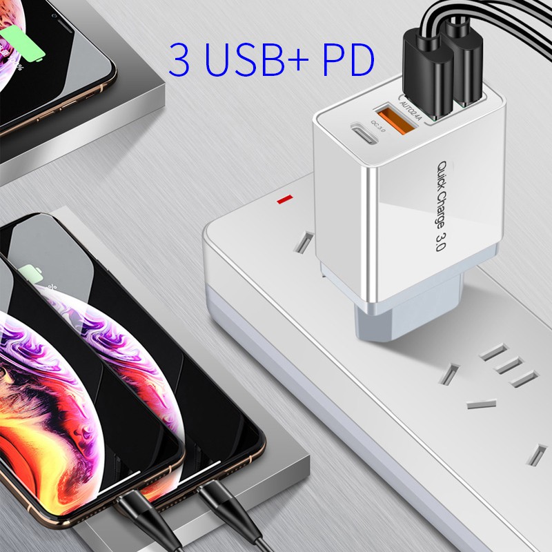 Bộ Sạc Nhanh 48w 3 Usb + Pd 18w 3.0 Chất Lượng Cao