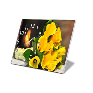 Đồng hồ để bàn hoa hồng vàng db 140106