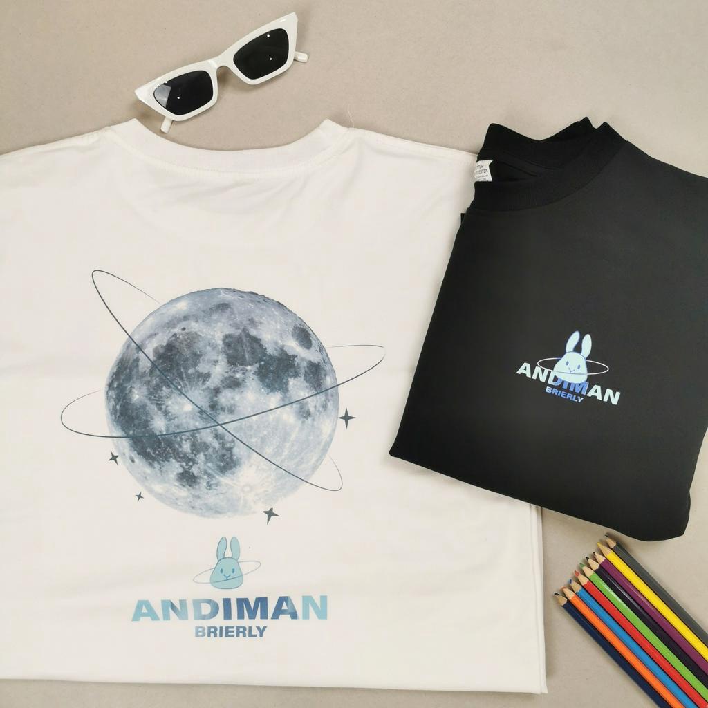 Áo thun Unisex tay lỡ form rộng in hình mặt trăng, áo phông nam nữ Freesize vải Cotton cao cấp tay lửng JTeeMan - JT30