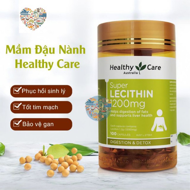 Mầm đậu nành Super Lecithin 1200mg - Tinh chất mầm đậu nành Heathy care Super Lecithin