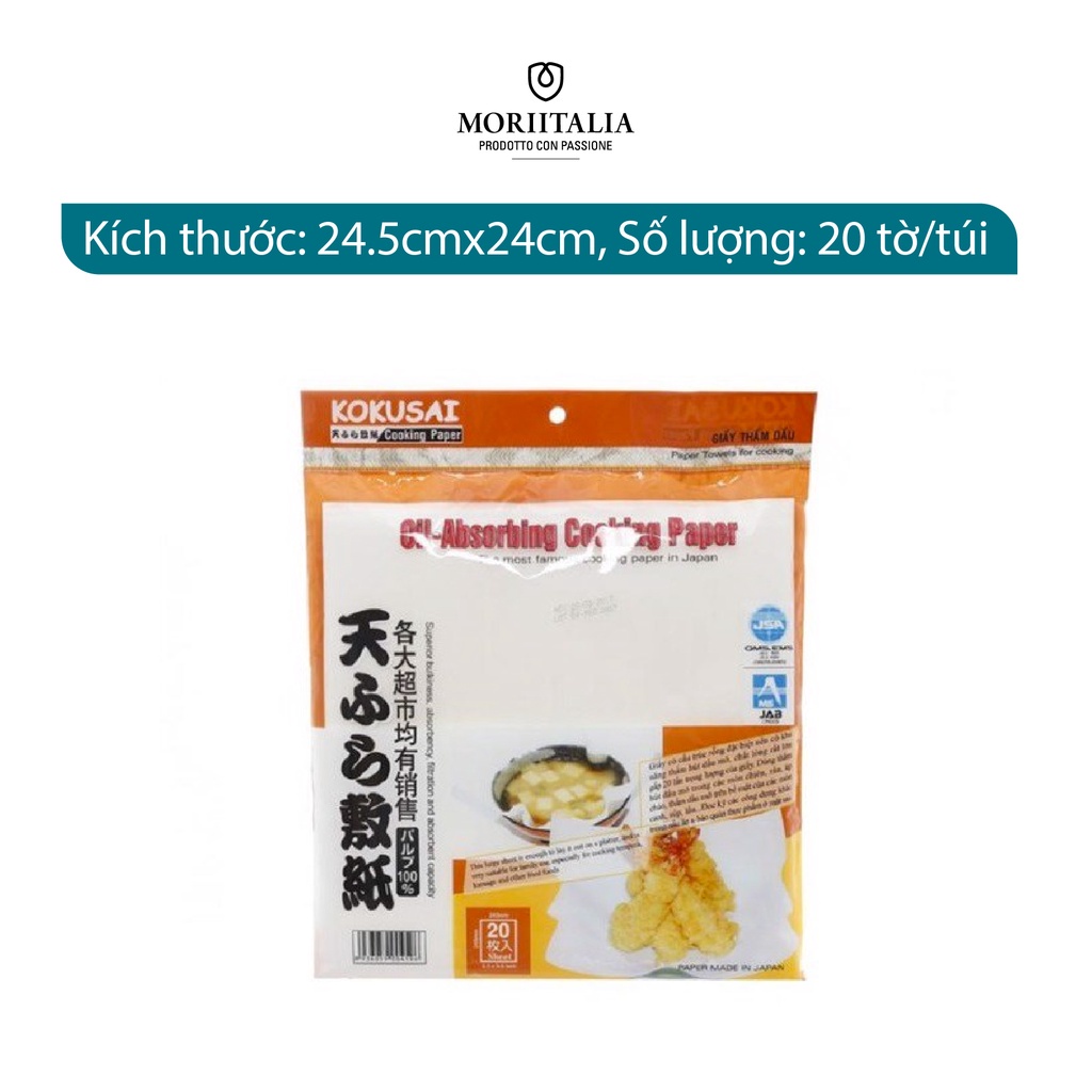 Giấy thấm dầu thực phẩm KOKUSAI Nhật Bản giấy thấm dầu ăn đồ chiên rán nhà bếp gói 20 tờ/1 túi